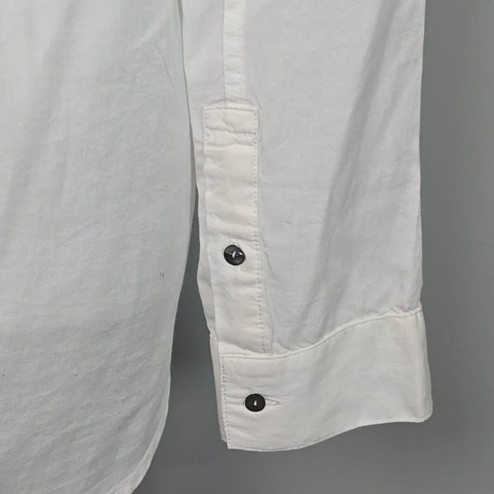 ZOZO White Denim Button Front Ripstop Long Sleeve Lightweight Jacket Shirt Large - Picture 5 of 8